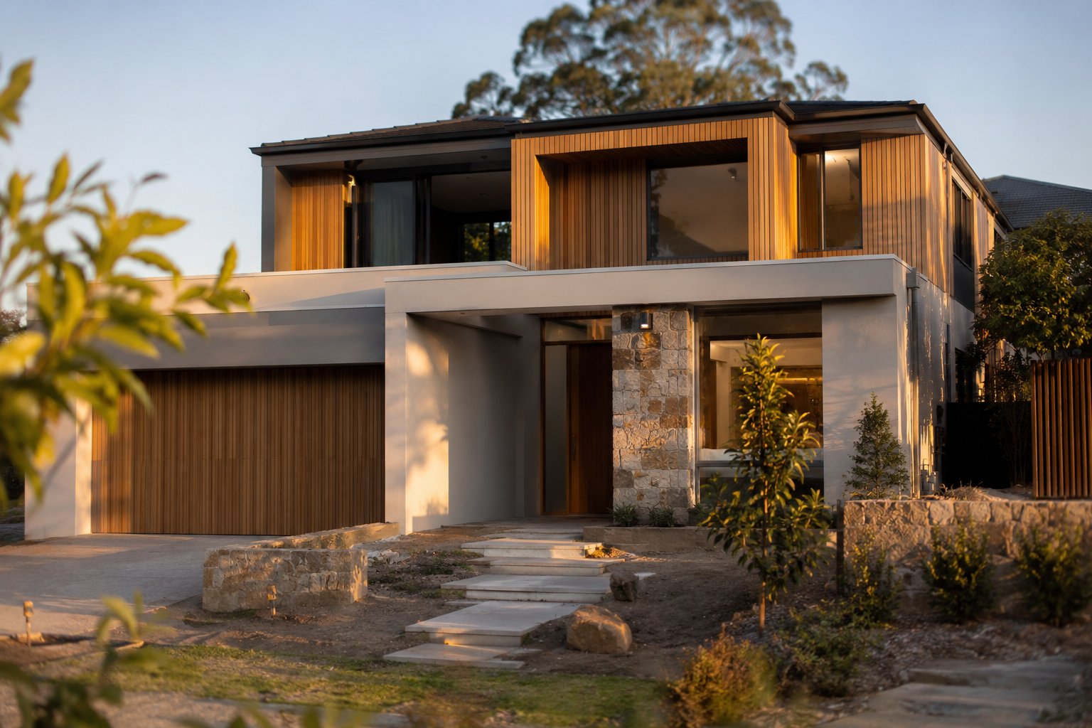 Modern residential home nearing completion